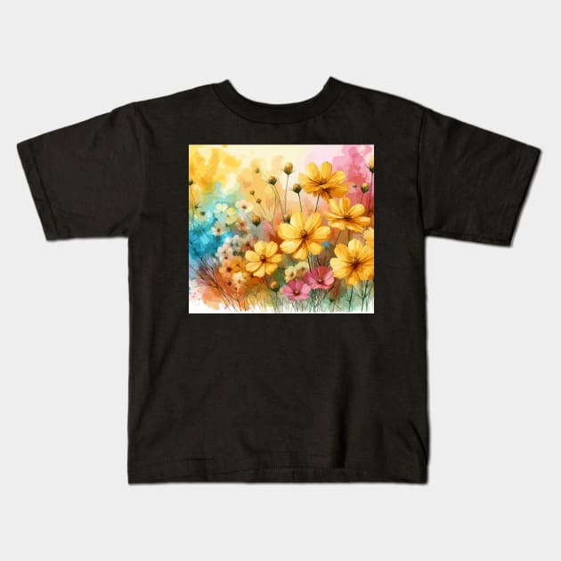 Yellow Cosmos Flower Kids T-Shirt by Jenni Arts